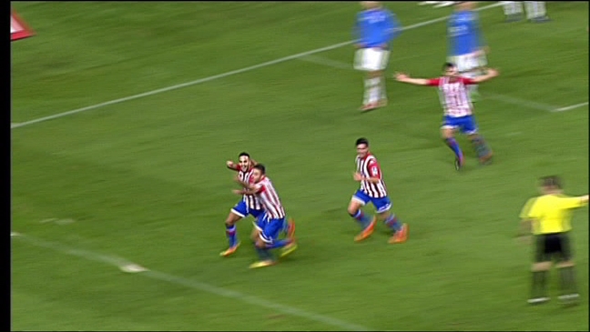 El Sproting B celebra el segundo gol frente al Real Oviedo