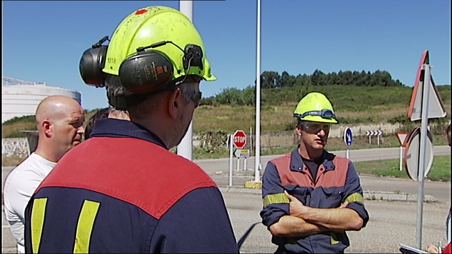 Trabajadores de la planta de Alcoa en Asturias