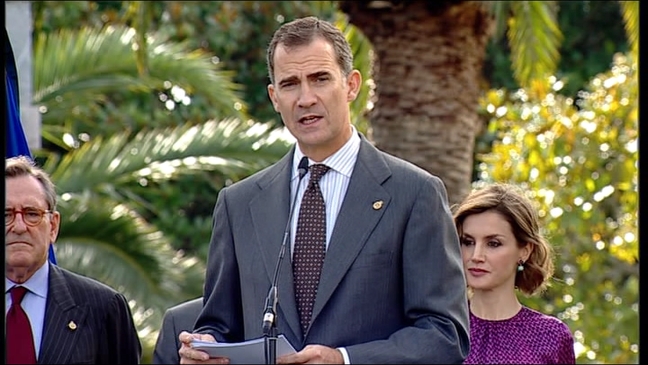 El Rey Felipe VI durante su discurso en Colombres