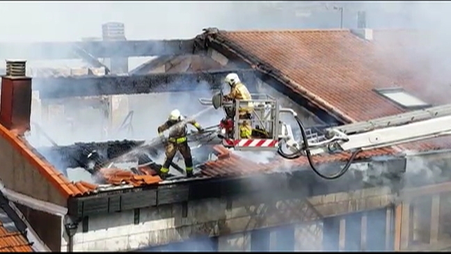 Momento previo al derrumbe del edificio de Oviedo