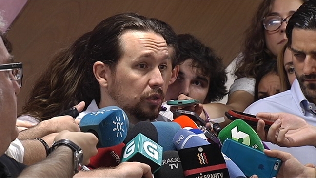 El líder de Podemos, Pablo Iglesias a su llegada al Consejo Ciudadano