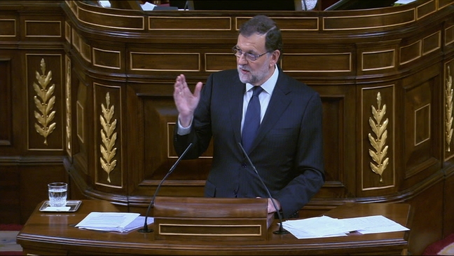 El líder del PP, Mariano Rajoy durante el debate de investidura