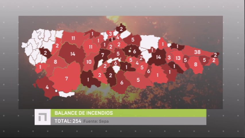 Concejos asturianos afectados por las llamas