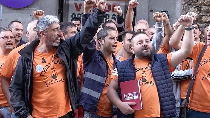 Trabajadores de Vesuvius en una de sus protestas