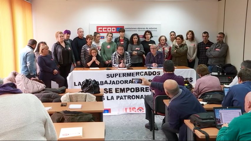 Rueda de prensa de CCOO en apoyo a los trabajadores de los supermercados asturianos