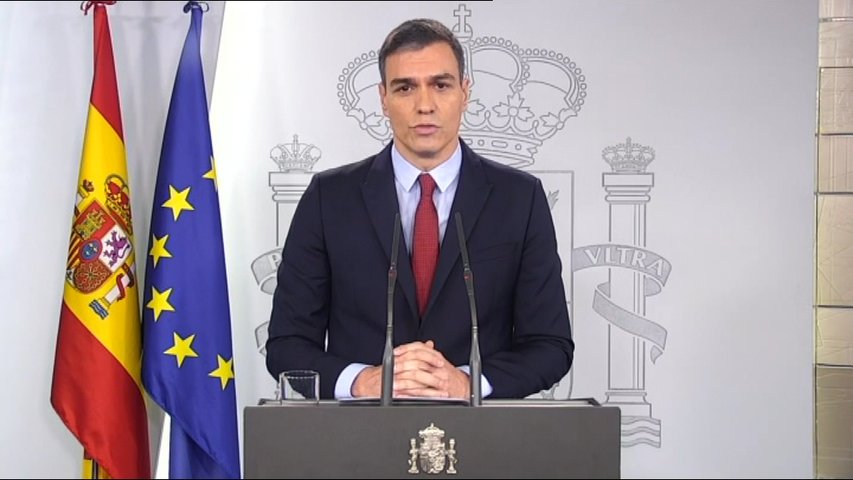 El presidente del Gobierno, Pedro Sánchez, declara el estado de alarma