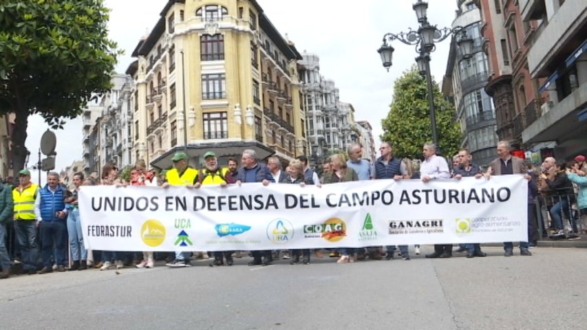 Manifestación en defensa del campo asturiano por las calles del centro de Oviedo