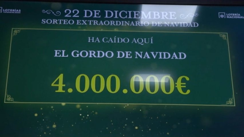 Cartel del Gordo de Navidad en una de las varias administraciones españolas que lo han repartido