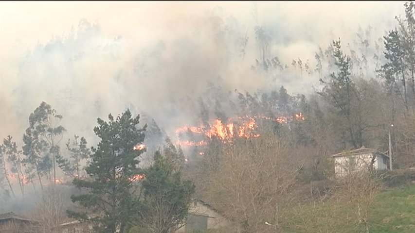 Un incendio en el occidente asturiano