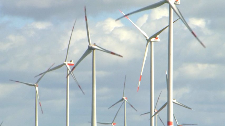 Aerogeneradores en un parque eólico asturiano